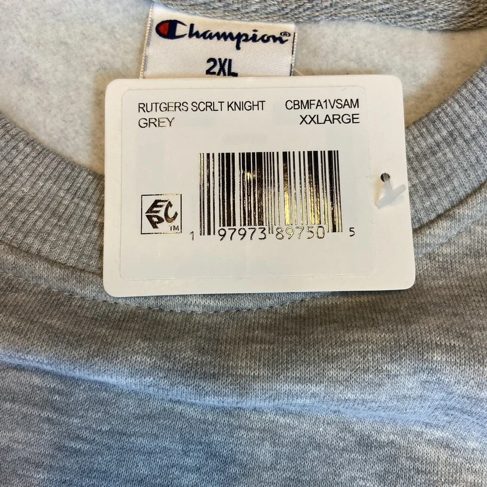 Champion Rutgers‎ Scarlet Knights Grey Crewneck XXL New